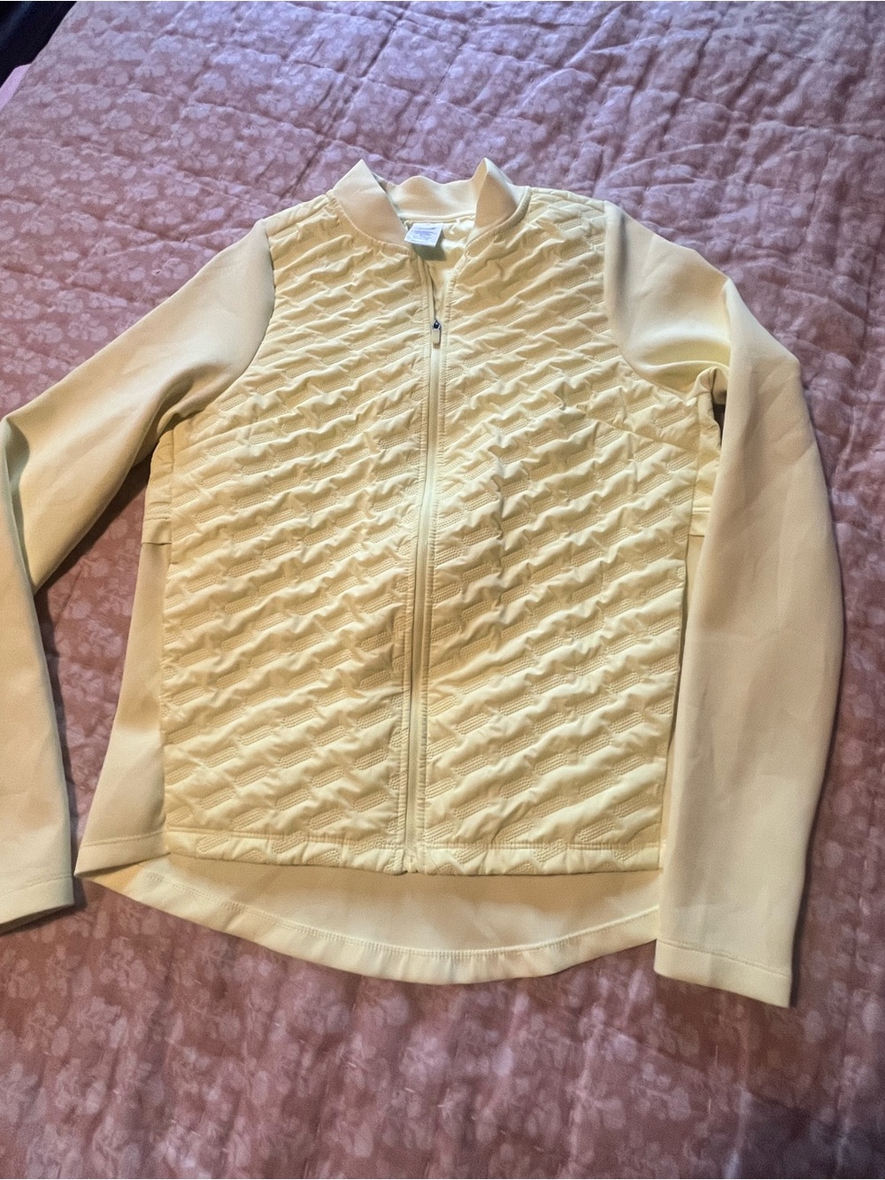 Light Yellow Quilted Front Jacket - Women's Casual Zip Jacket